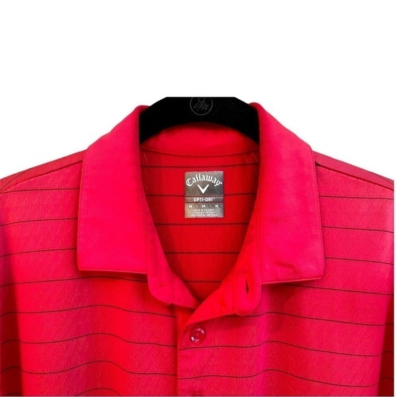 CALLAWAY OPTI-DRI MENS GOLF POLO SHIRT. RED WITH THIN BLACK STRIPE. SIZE M - Picture 2 of 6